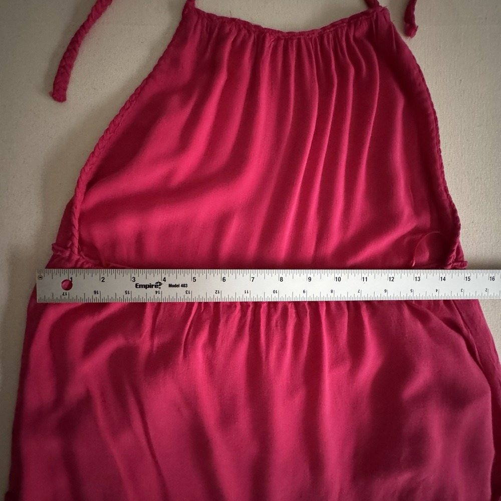 Slate & Willow Dark Pink Maxi Halter Tiered Dress Size XS Open Back Lined - Picture 14 of 16